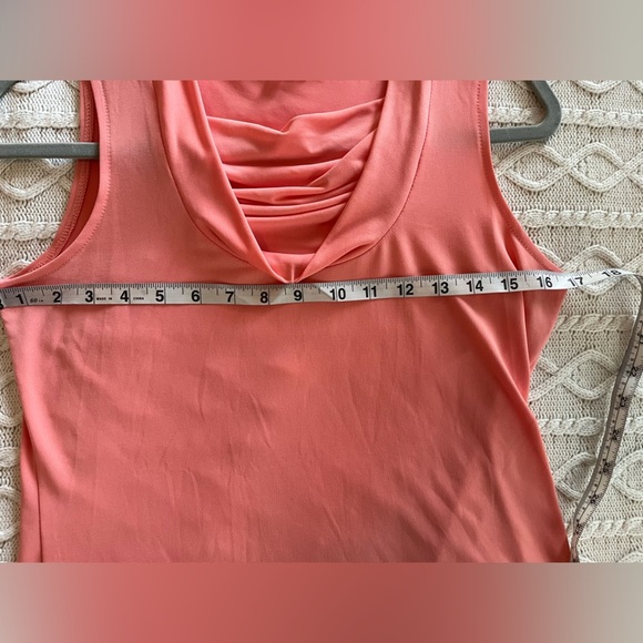Calvin Klein Light Peach Sleeveless Draped Neckline Blouse Size Petite Small - Picture 9 of 10